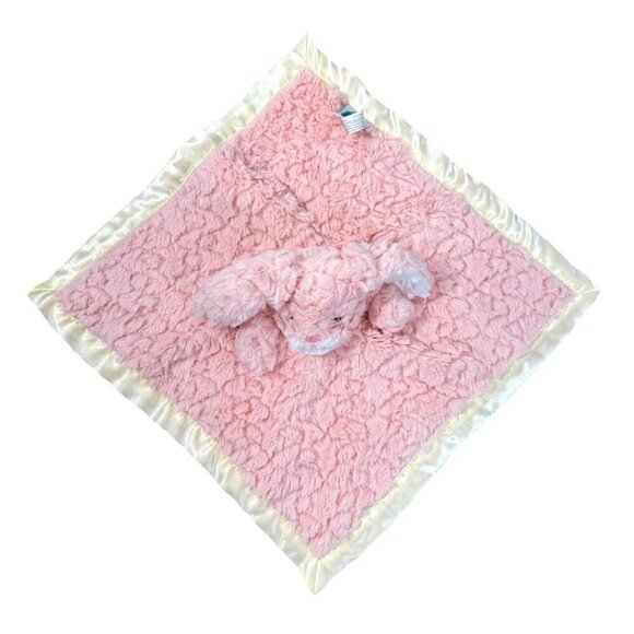 Mary Meyer Pink Bunny Rabbit Plush Lovey Satin Back Trim Security Blanket - Picture 1 of 7